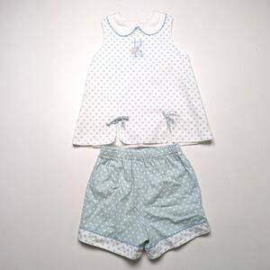 Girls Outfit Size 8 Blue Polka Dot Shorts Tank Top Monogram 'K' Boutique